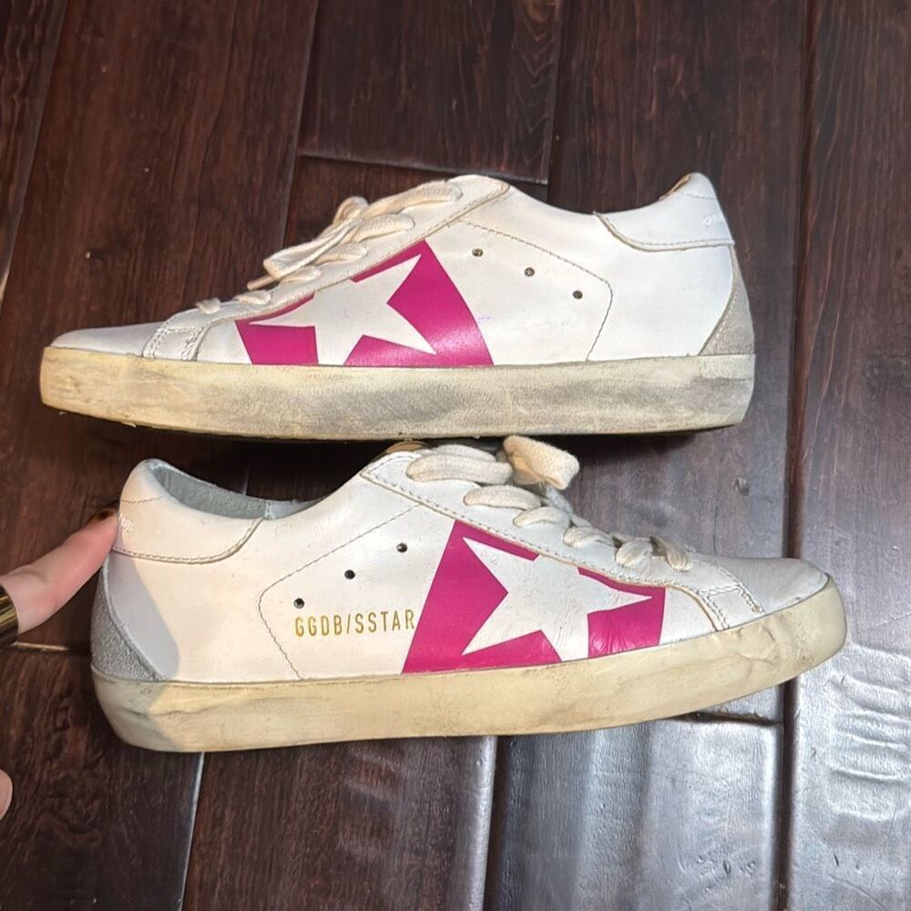 Golden Goose superstar White / Pink leather women's sneakers size 35 - Picture 1 of 9